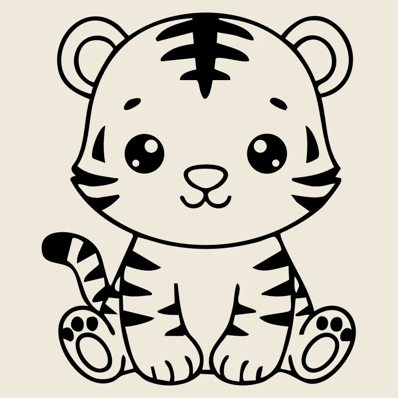 Petit tigre mignon – Petit noir et blanc