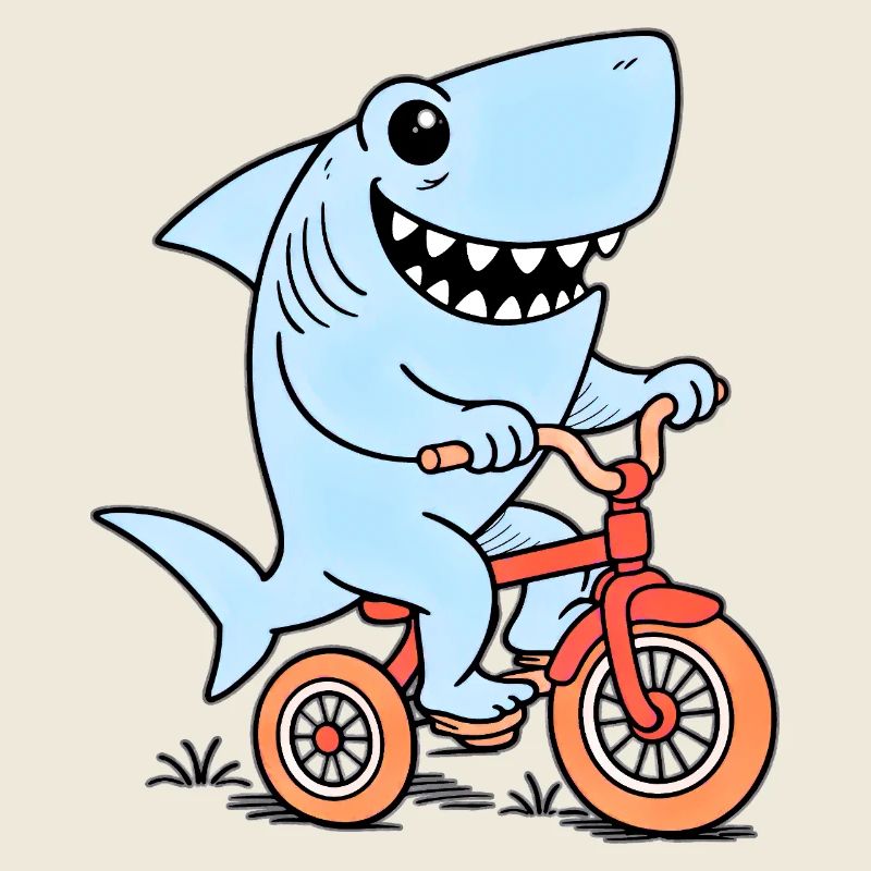 Le requin bleu à vélo