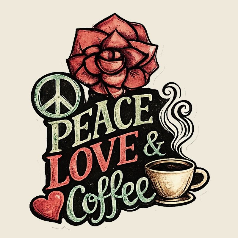 Peace Love Coffee Rose Artwork