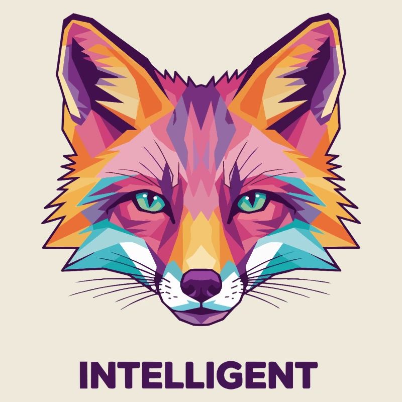 Tête de renard de couleur géométrique