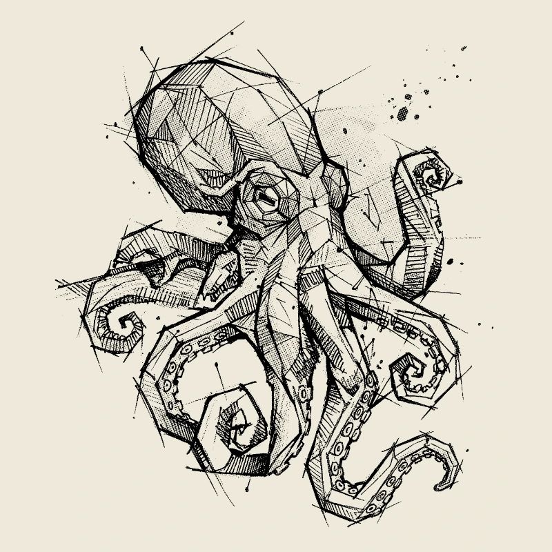 Oktopus Geometrisch - Modern Sketch Design
