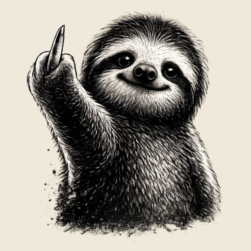 Naughty Sloth Middle Finger