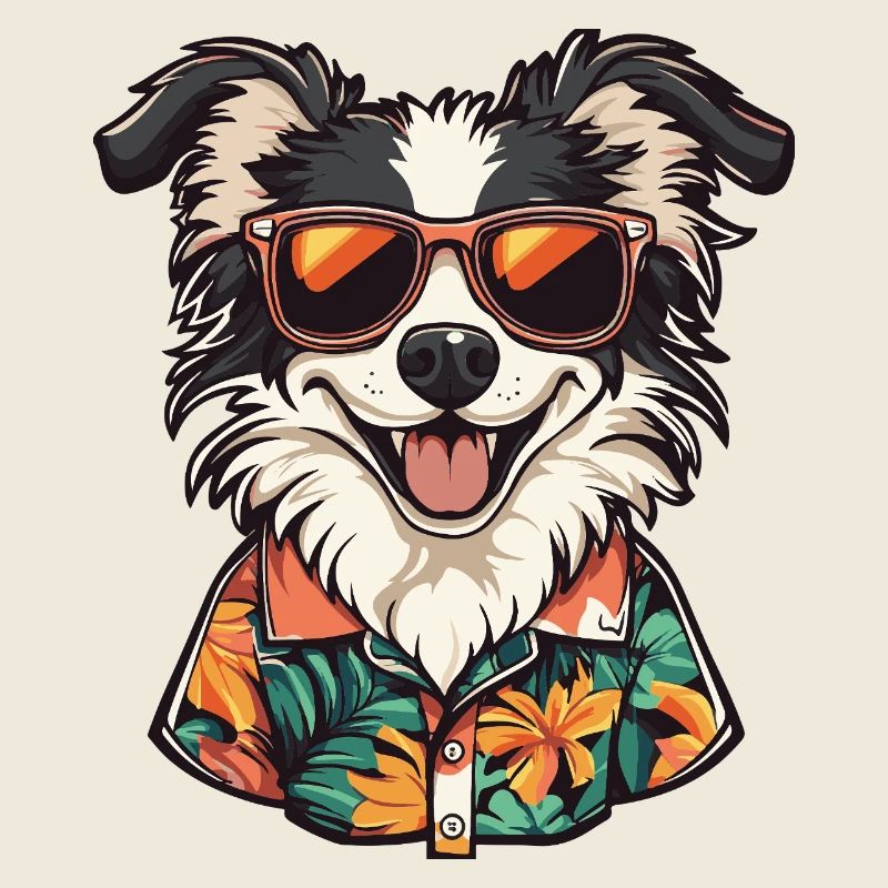 Border Collie Hund Comic Urlaub
