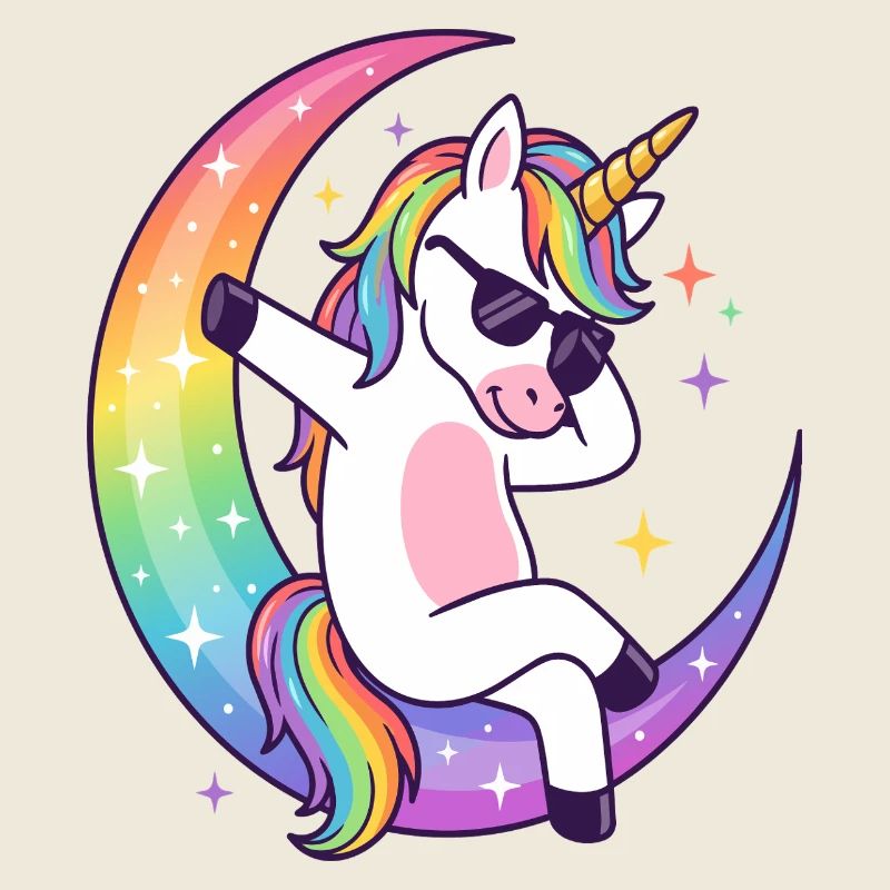 Regenbogen-Einhorn-Mond-Rille