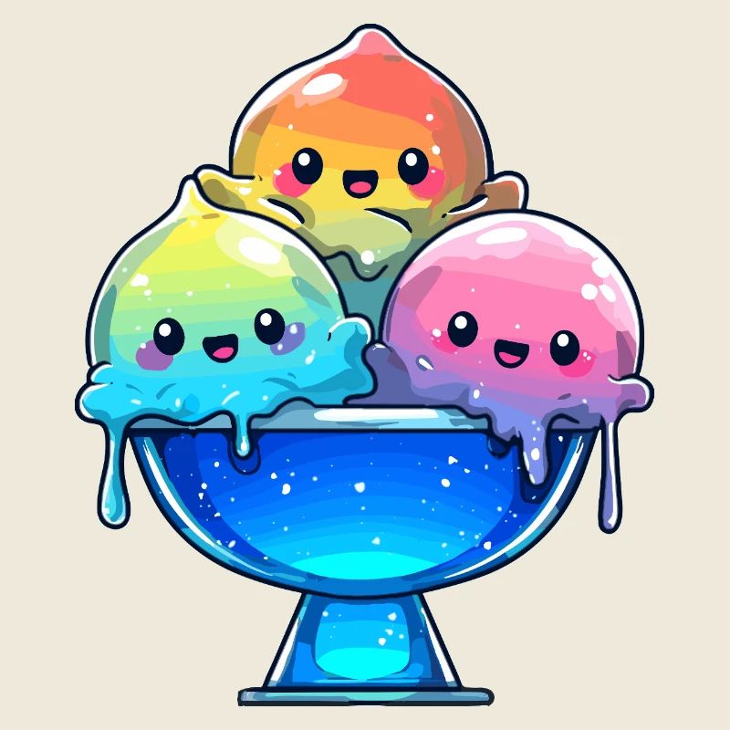 Regenbogen Eis-Trio in Schale