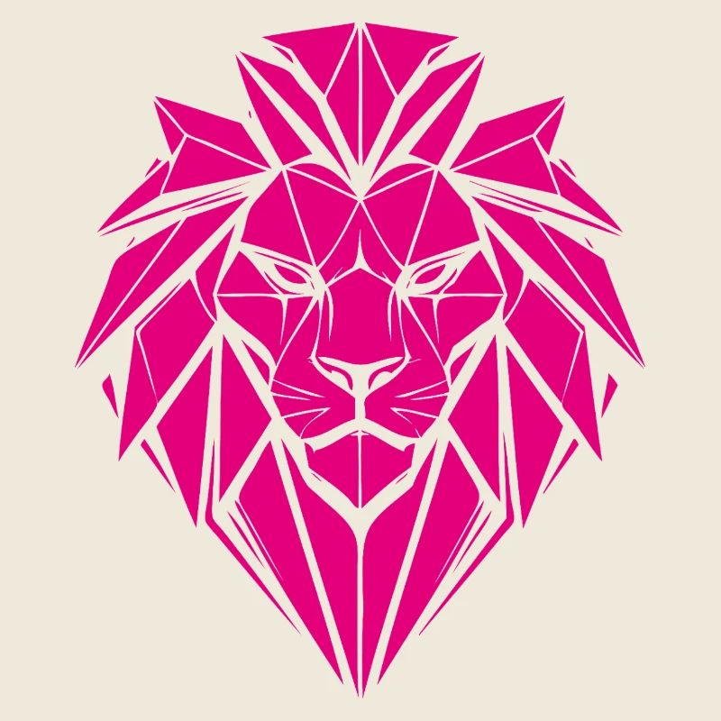 Geometric lion in magenta