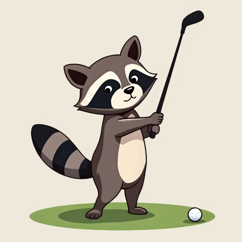 Raton laveur jouant au golf