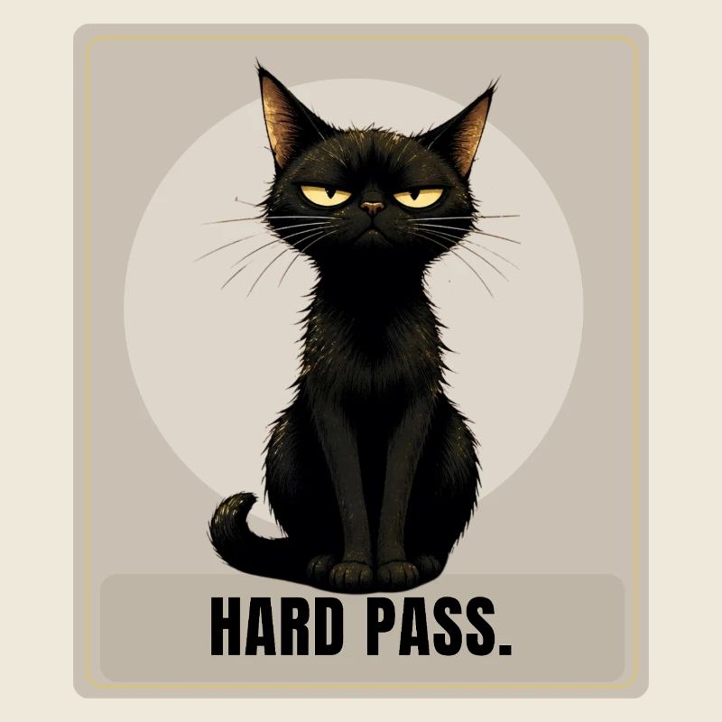 HARD PASS Sarcastic Black Cat Design