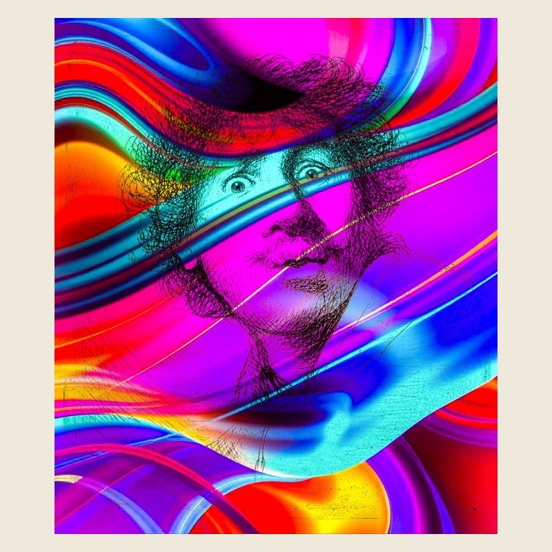 Psychedelisches Porträt im Farbfluss