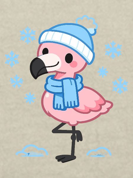Winter Flamingo mit Schal