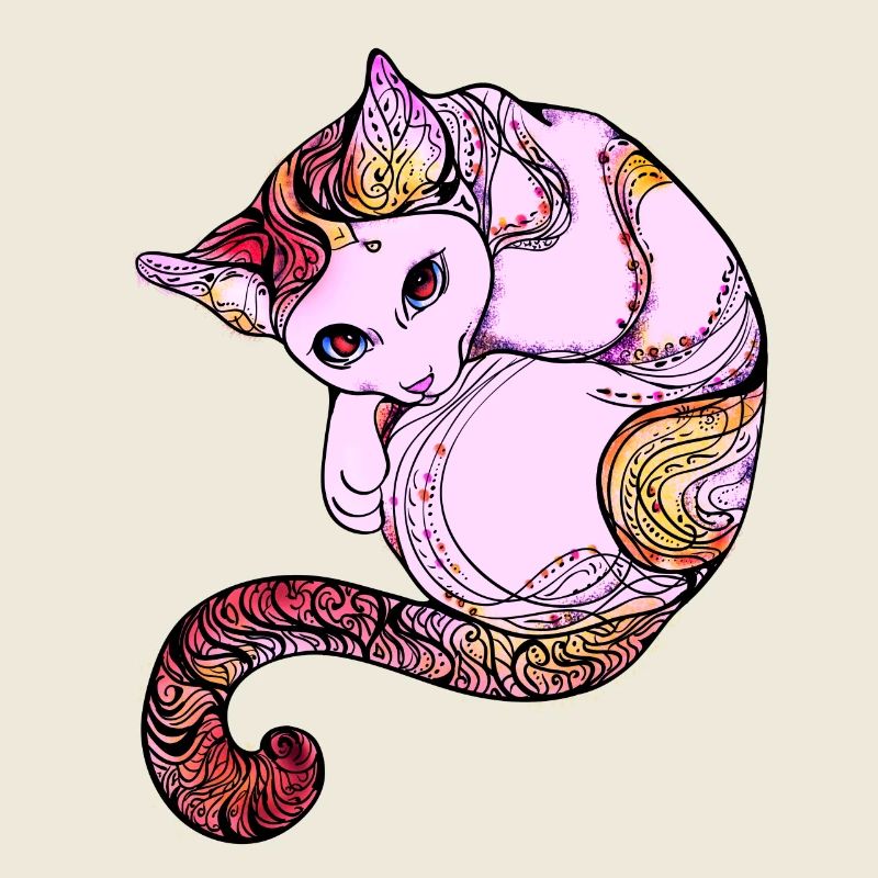 Chat chat mandala rose mignon drôle yoga mignon lo