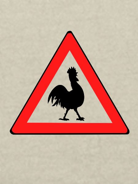 Hühnerwarnschild mit Humor