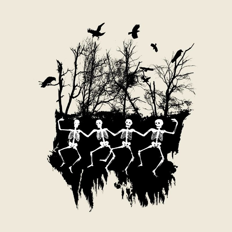 Dancing Skeleton Illustration Black & White