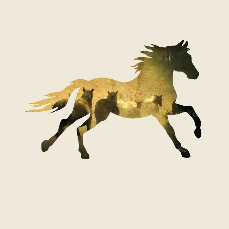 Herd at a gallop silhouette