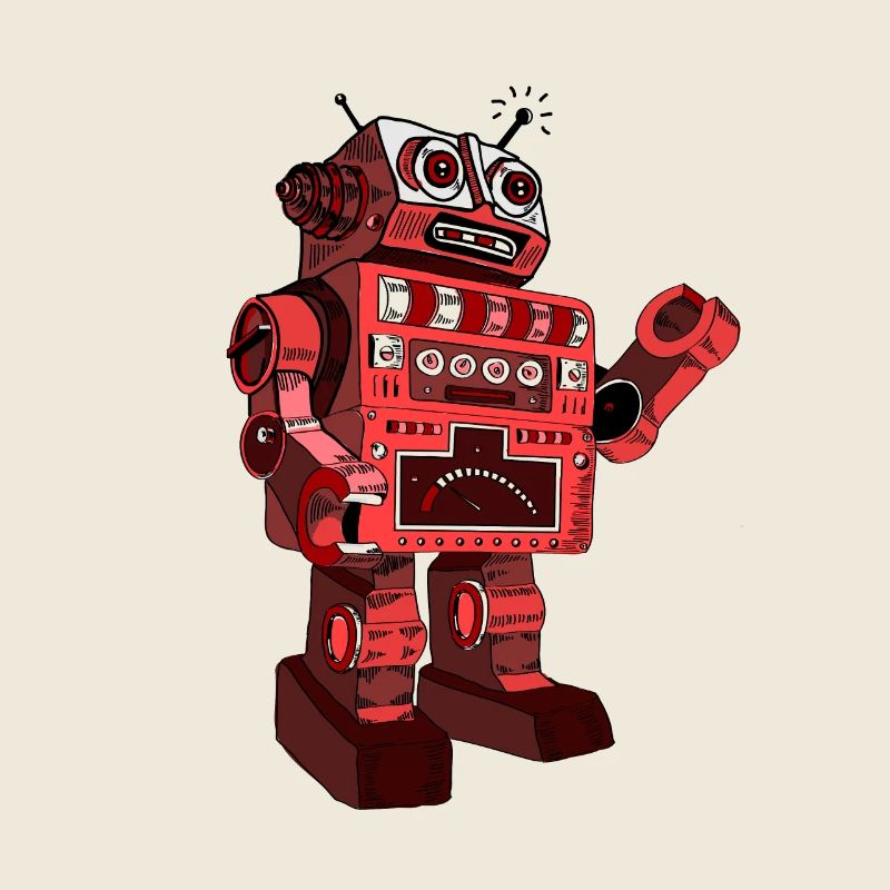 robot mechanics machine worker toy retro vintage
