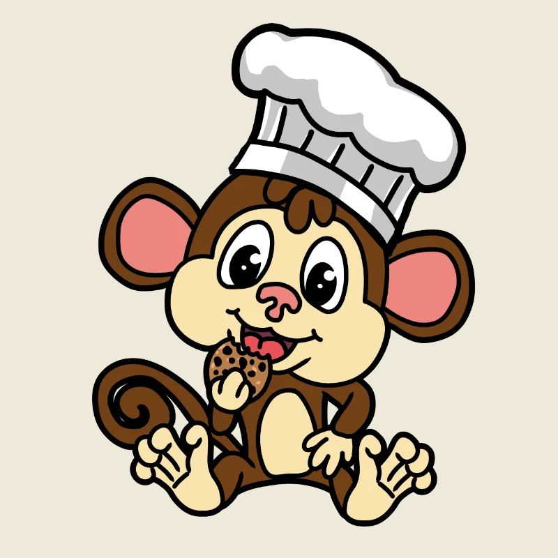 Funny little monkey with biscuit little baecker