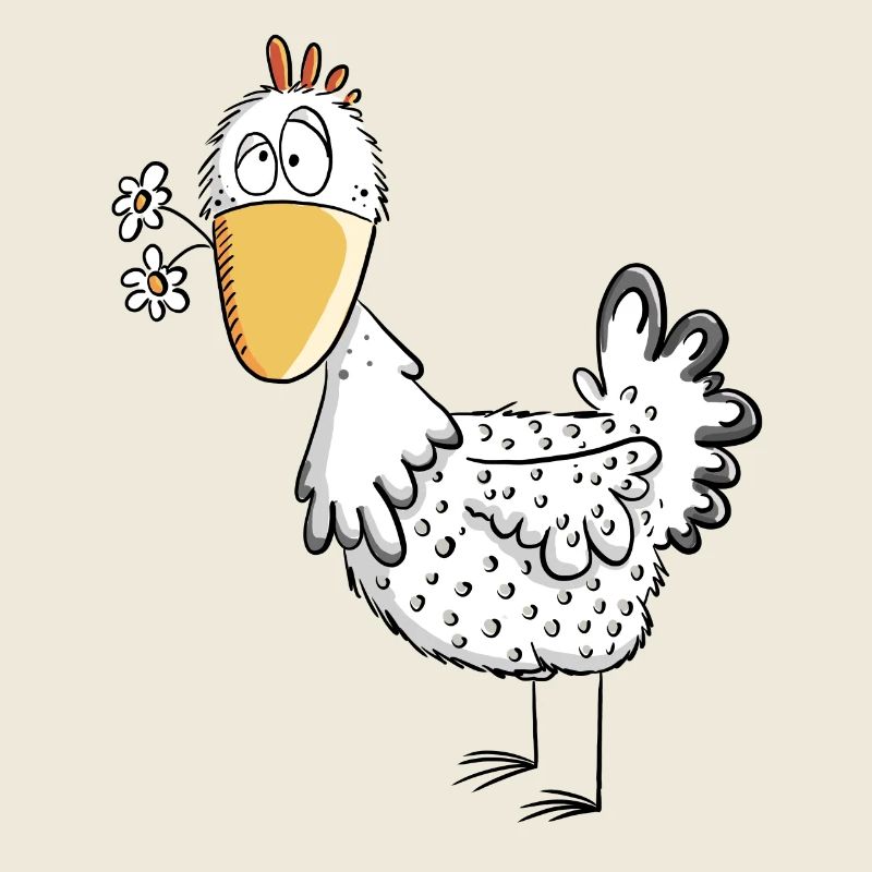 Happy Henne mit Gänseblümchen I Huhn Comic Design