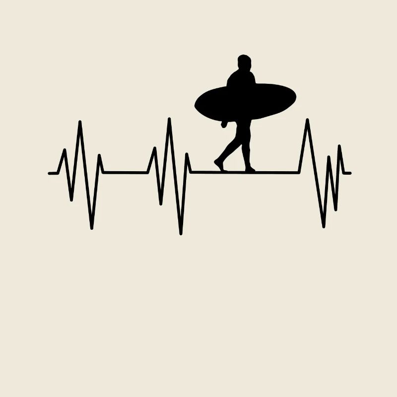 Battement de cœur du surf – Silhouette de surfeur