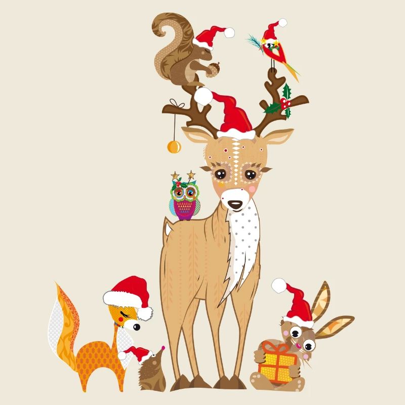 Noël rencontre d’animaux de la forêt mignons