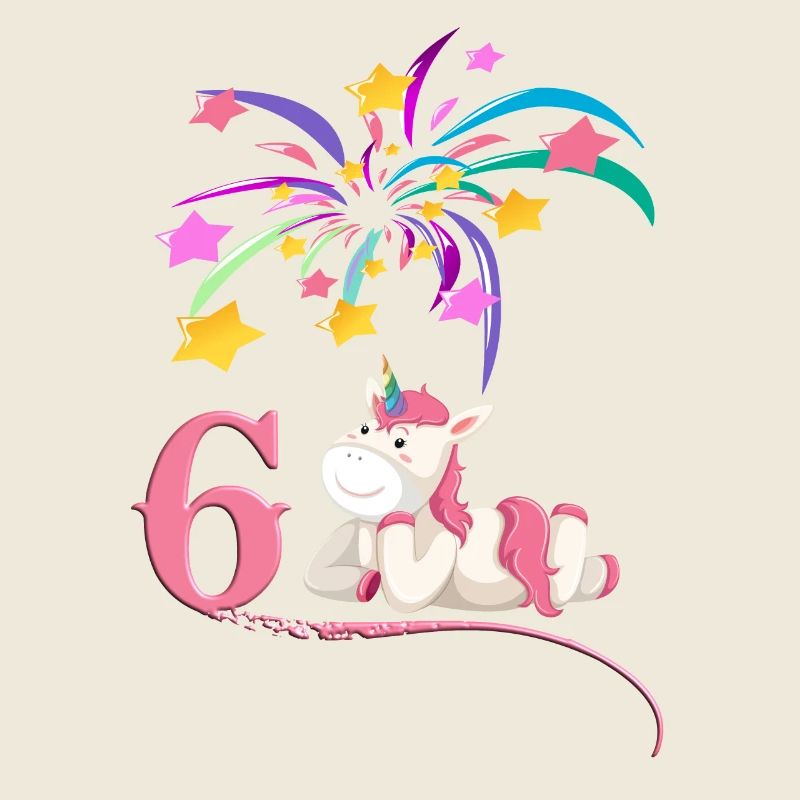 6e anniversaire - licorne avec feux d'artifice