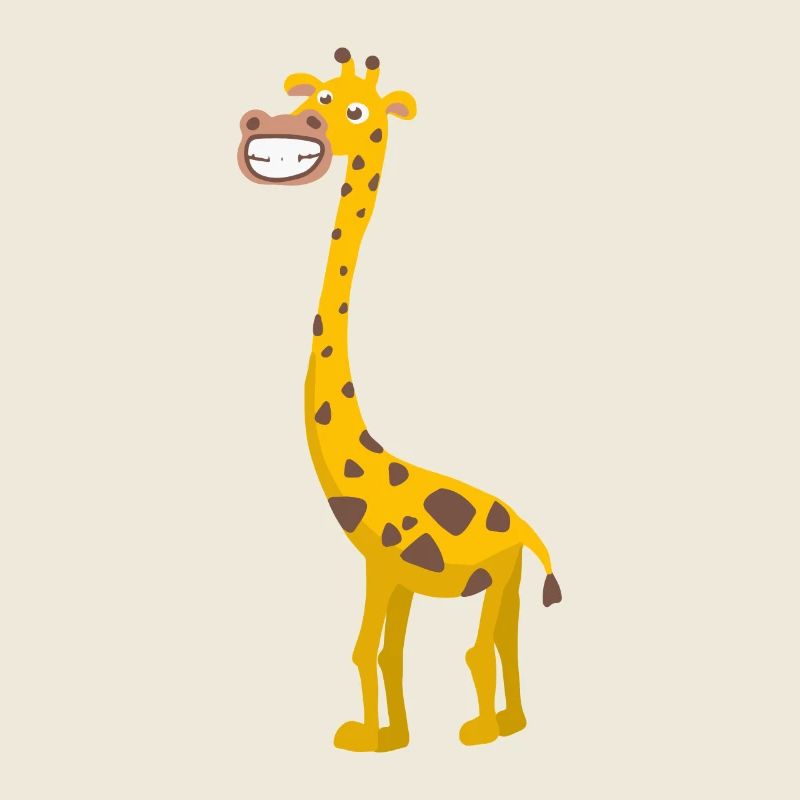 Children's motif: Giraffe proudly shows its white teeth