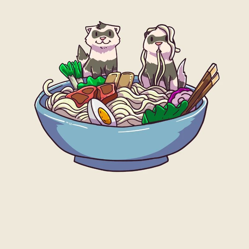 Frettchen in Nudelsuppe Illustration