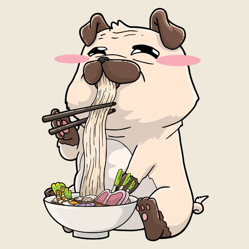 Mops isst Ramen
