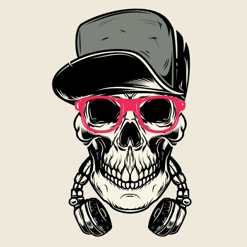 DJ Totenkopf mit Kopfhörer