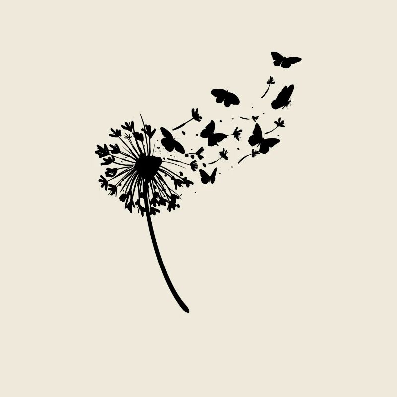 A Black Blowball Dandelion With Butterflies Make