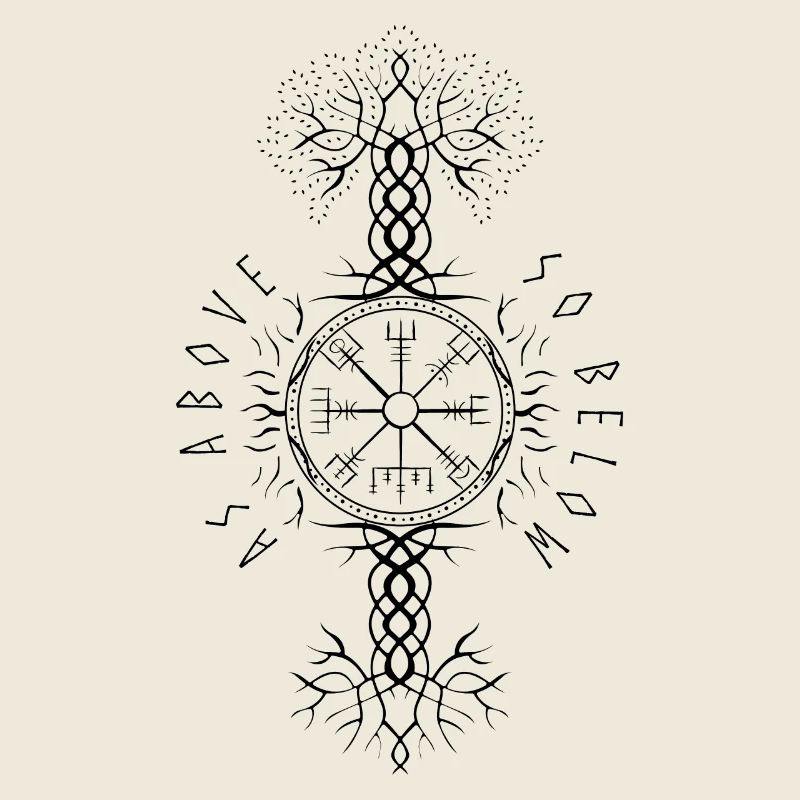 Ygdrassil Arbre du monde Arbre de vie Vegvisir