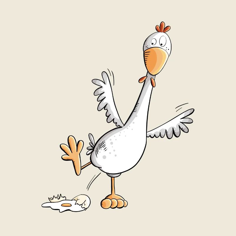 Une poule heureuse pond un œuf
