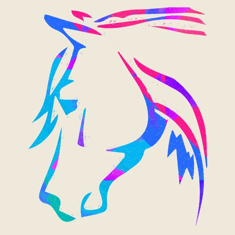 Cheval en rose - Dessin de tête de cheval - Équitation
