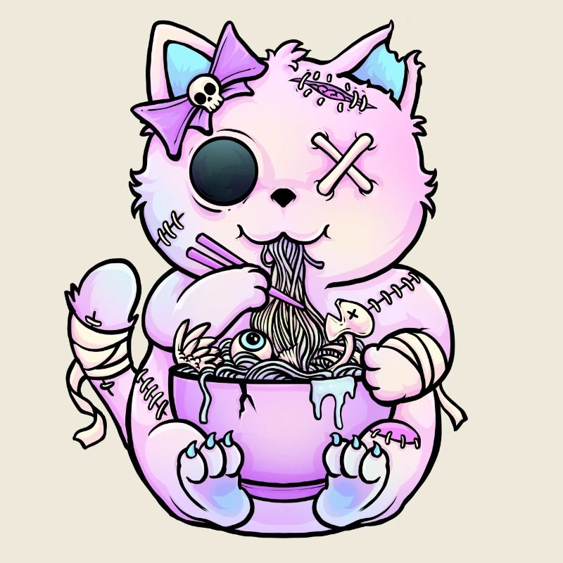 Pastel-Gothic-Katze Ramen