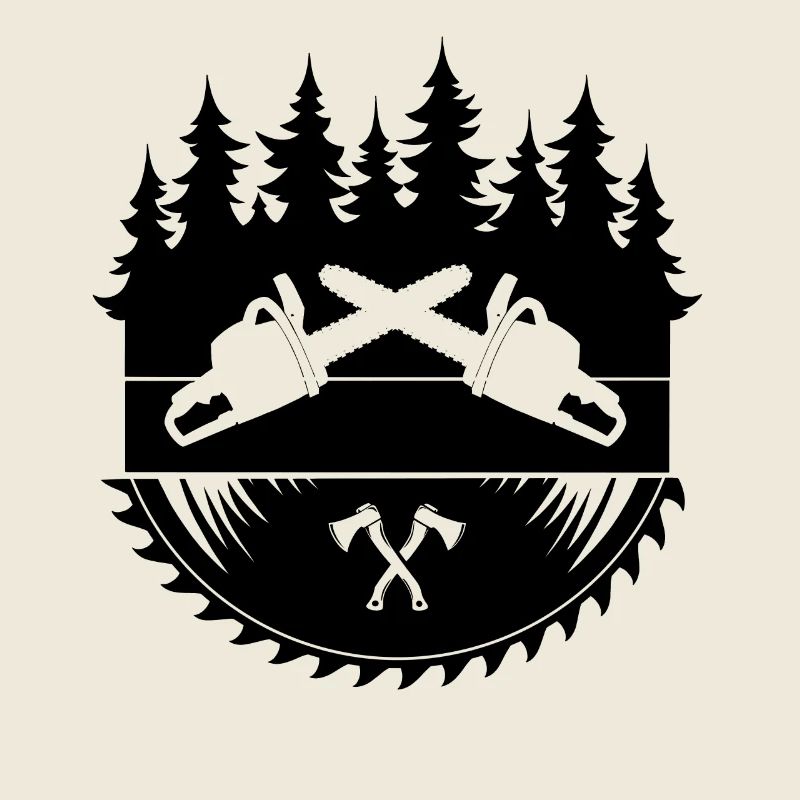Logo de la hache de tronçonneuse bûcheron