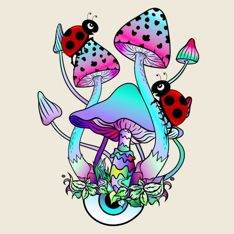 Magic Mushrooms Ladybug Psychedelic Mushroom Art