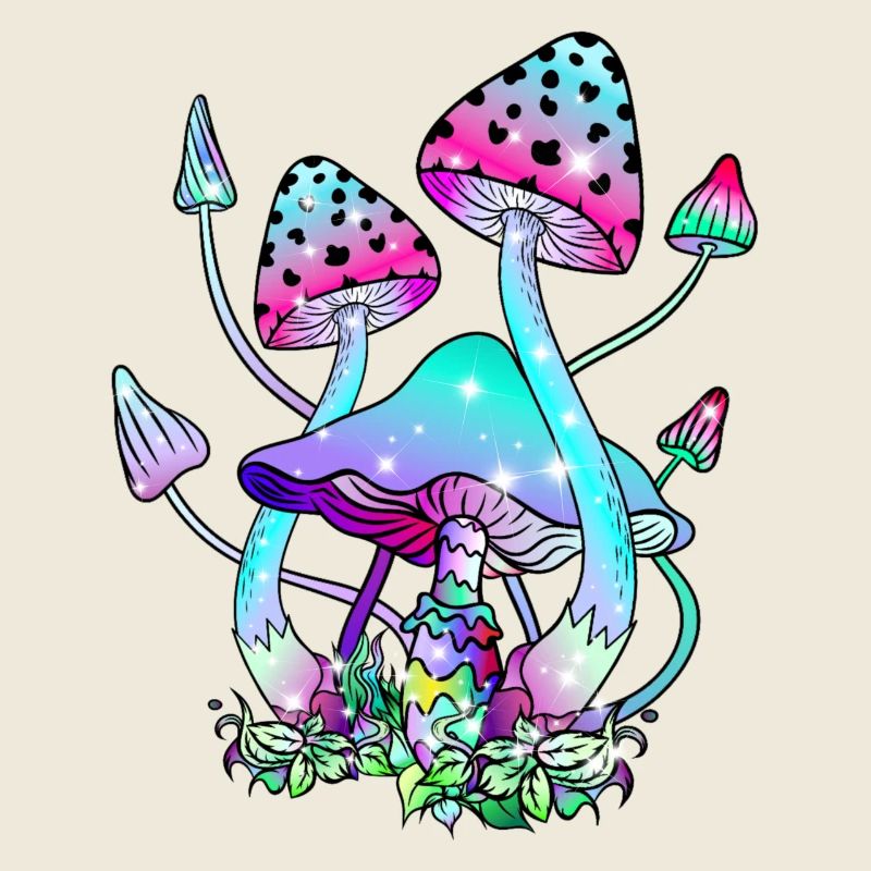 Magic Mushrooms Bunte Glitzer Pilzkunst