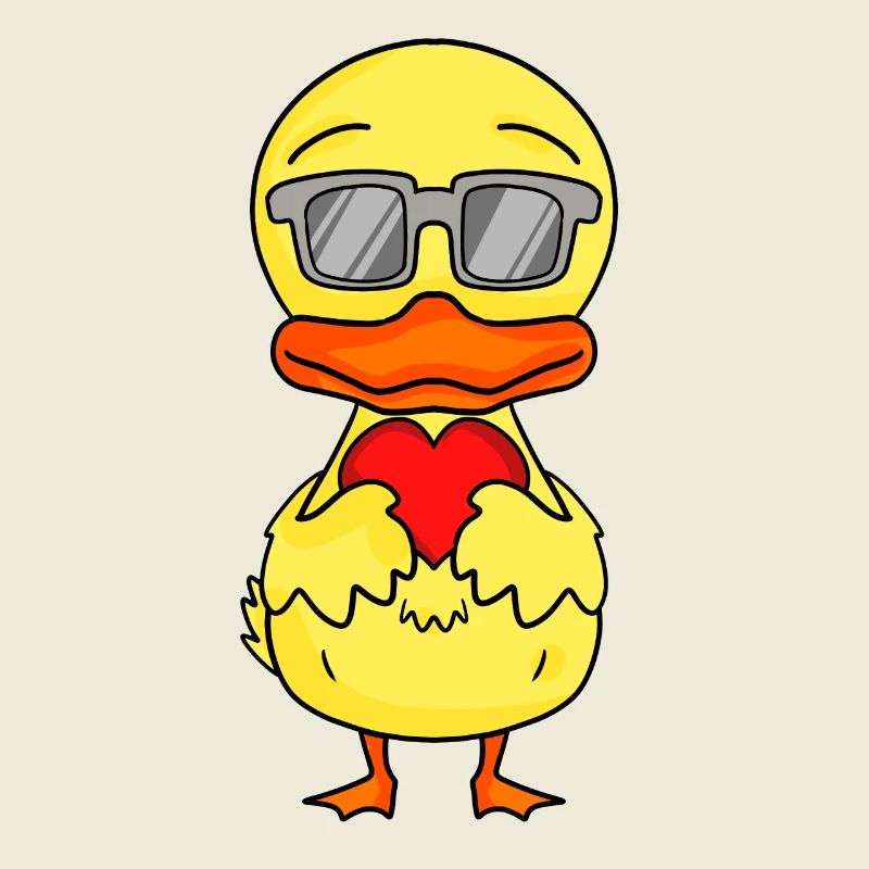 Duck with sunglasses and heart