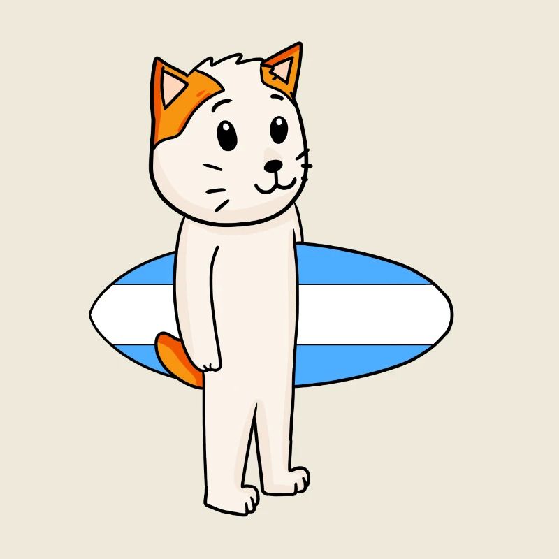 Surfboard Cat Japanese Bobtail Surfing Gift