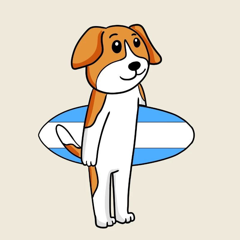 Surfboard Hund Beagle Surfen Geschenk