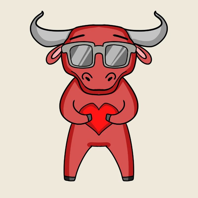 Stier mit Sonnenbrille und Herz