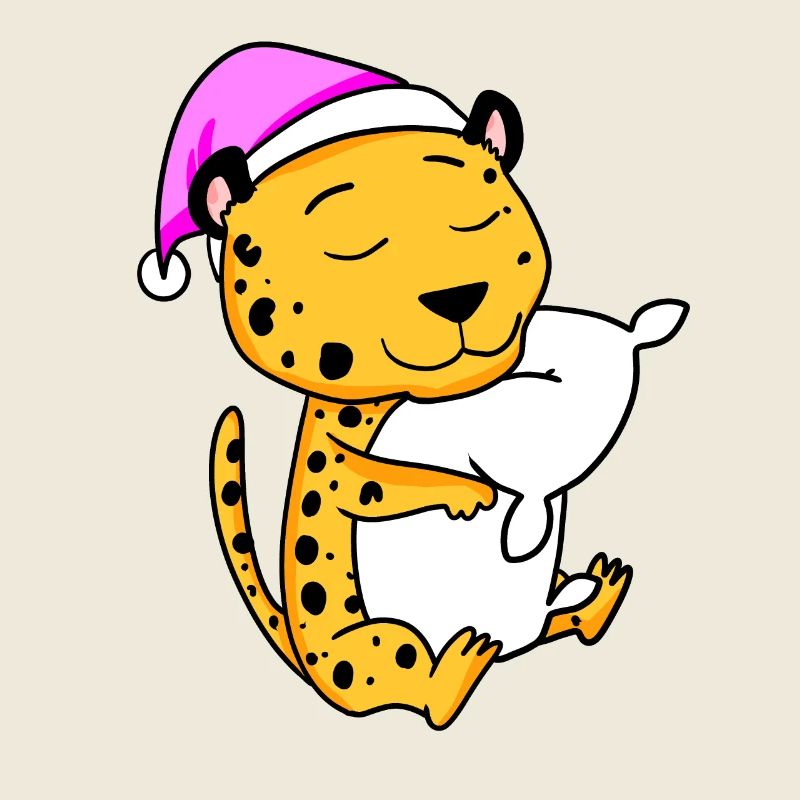 Guépard avec oreiller et bonnet de couchage
