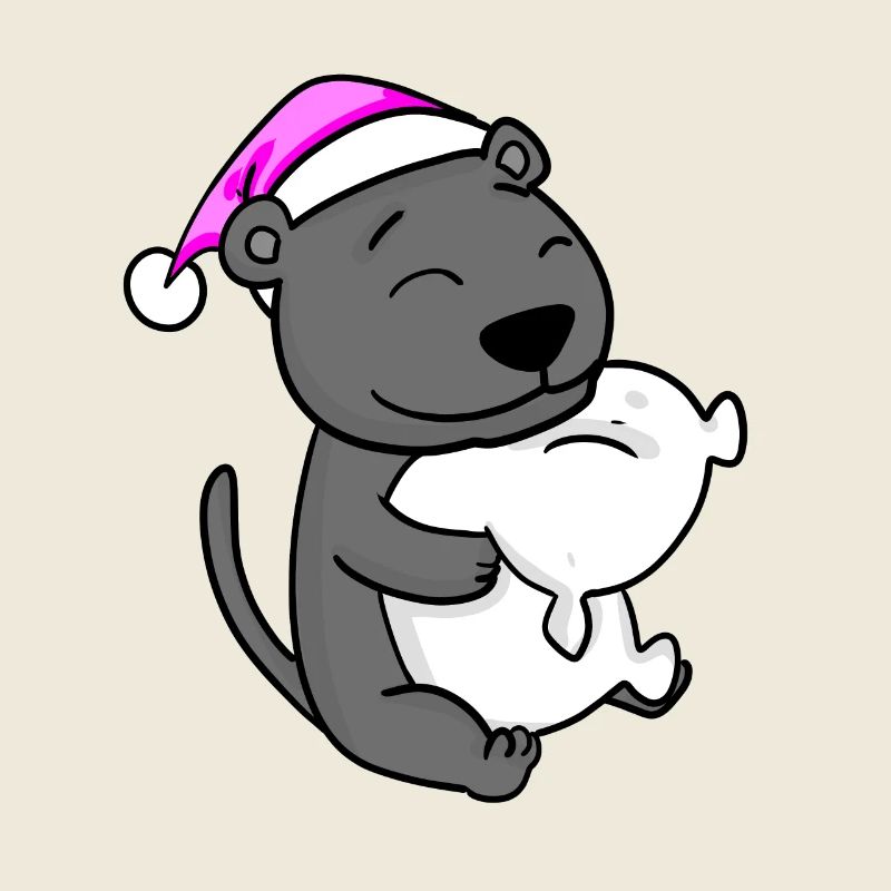cute black panther with pillow and sleeping cap