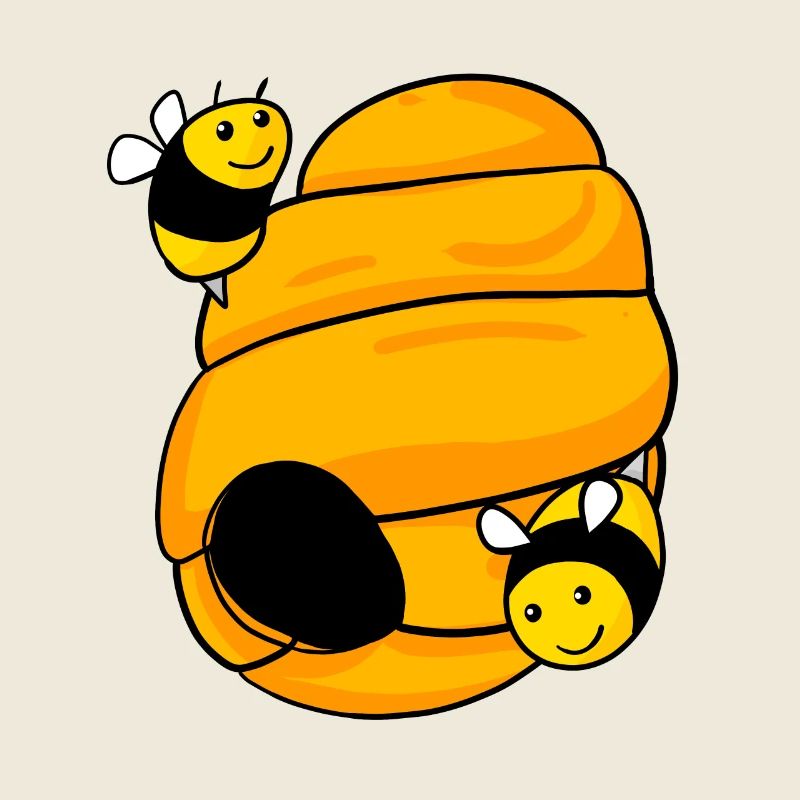 Nid d’abeilles avec des abeilles mignonnes