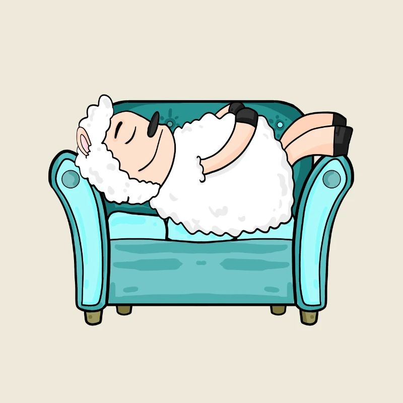 Lit de sommeil de mouton fatigué allongé dehors dormant dehors