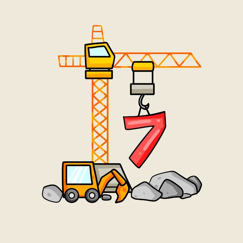 7. Geburtstag 7 Jahre Kran Baustelle Bagger Junge