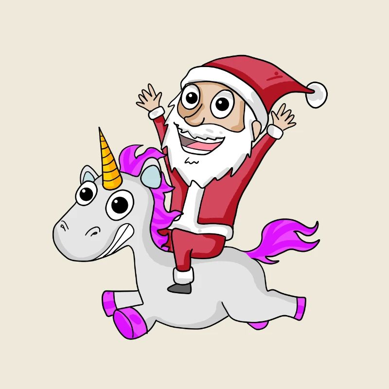 Weihnachtsmann Einhorn Motiv Weihnachten