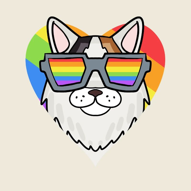 Gay Regenbogen - Katze mit Brille - Türkisch Van