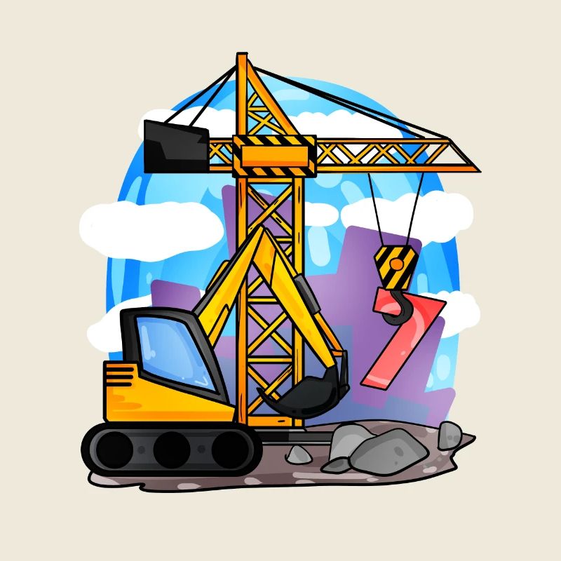 7. Geburtstag 7 Jahre Kran Baustelle Bagger Junge