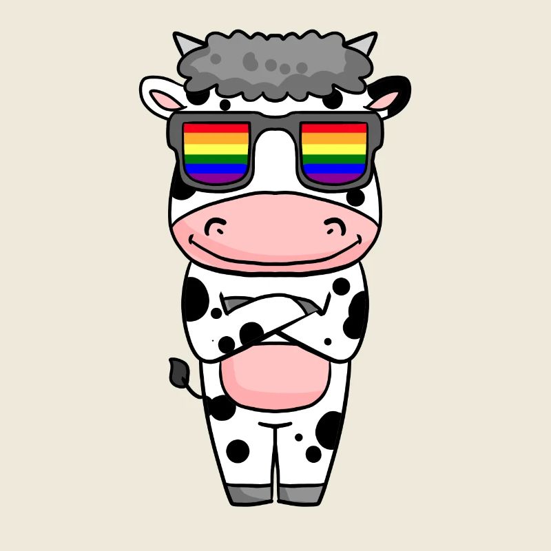 Gay Regenbogen - Kuh mit Brille