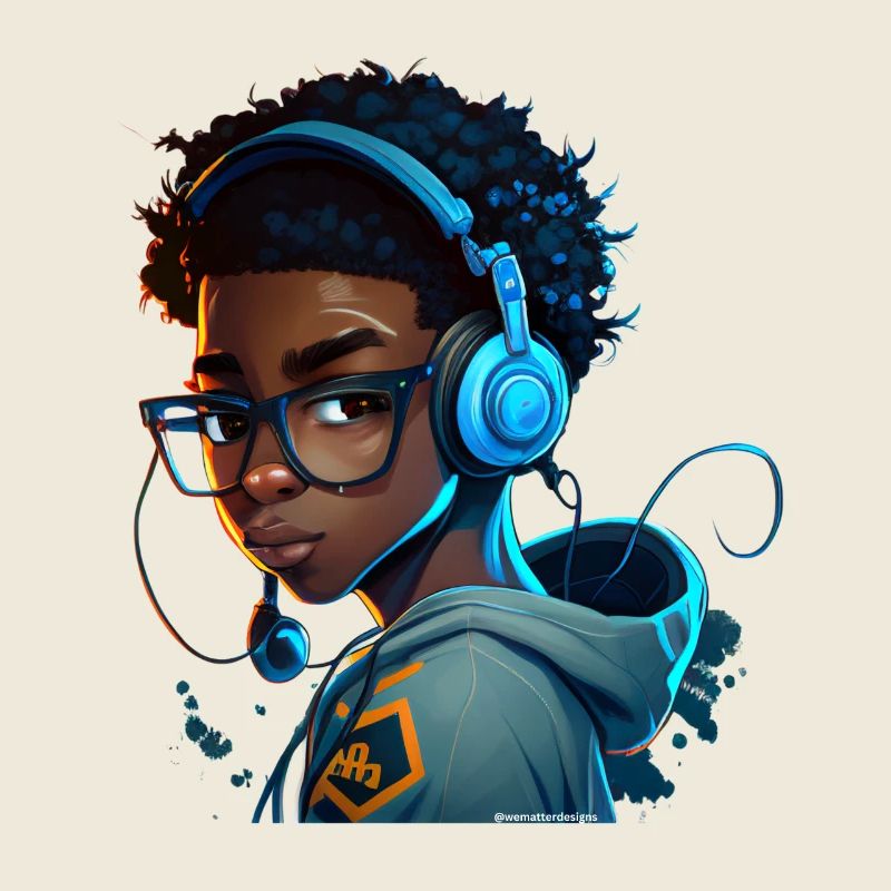 Personnage de jeu numérique avec casque